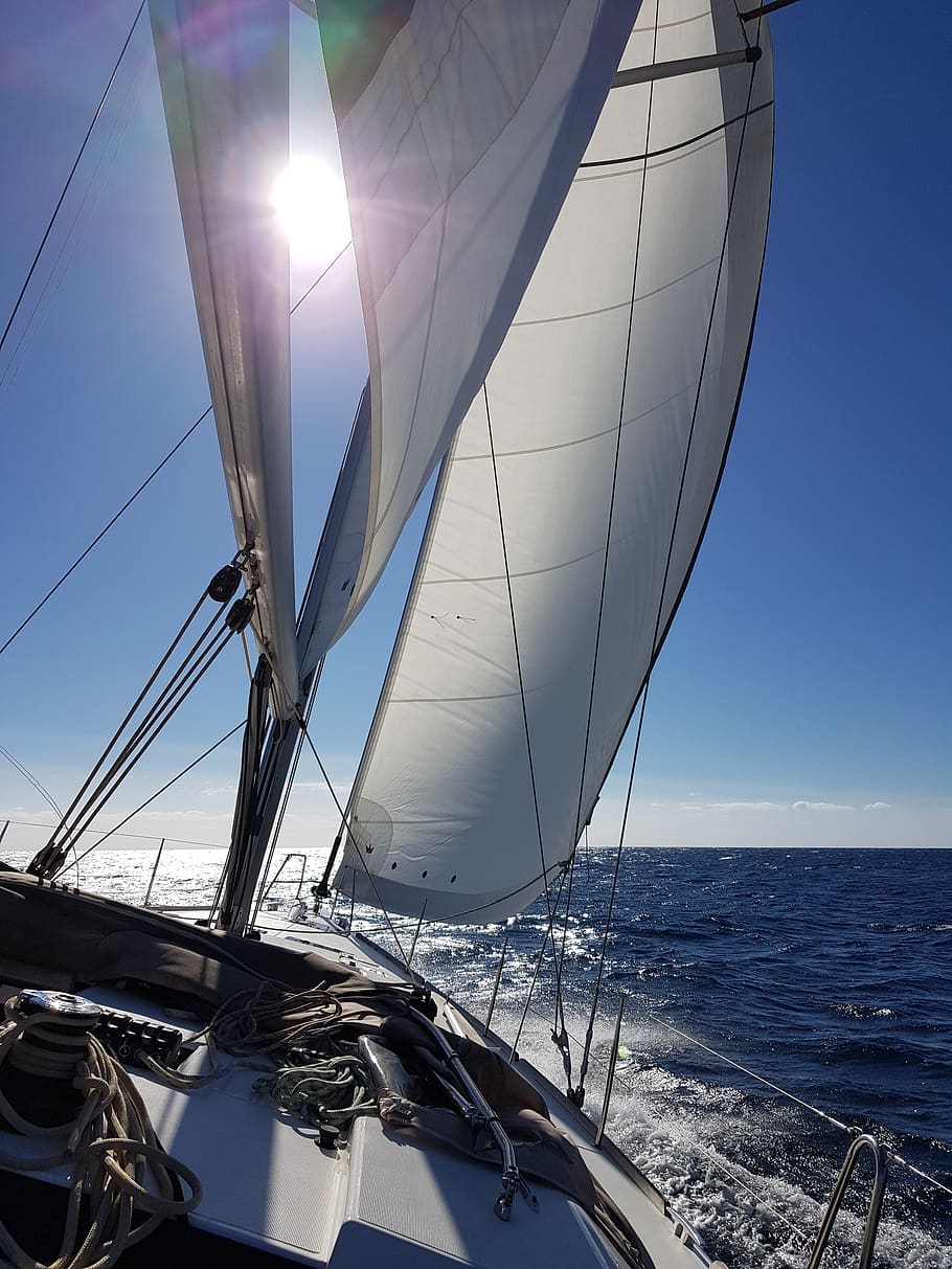 sail, sailing yacht, railing, water, sail masts, sailing boats, boat, sailor, sailing vessel, sea
