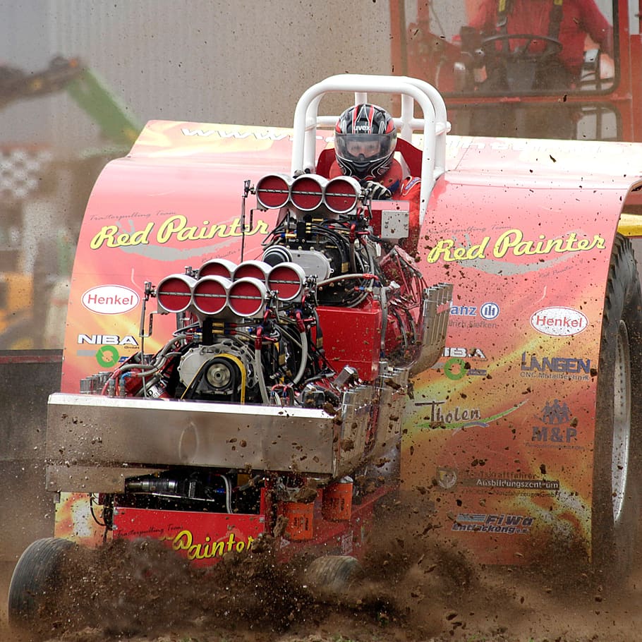 tractor, pulling, machine, force pull, motor, tecker, competition, strong, strength, effort