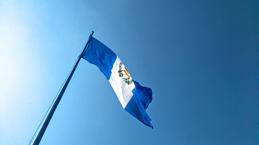 blue, white, flagpole, sky, Flag, Guatemala, Country, Icon, Nation, patriotism