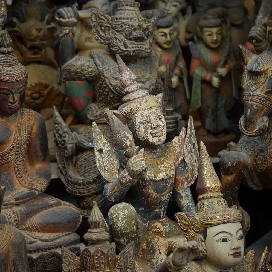buddha, myanmar, burma, figures, buddhism, art and craft, representation, human representation, creativity, sculpture