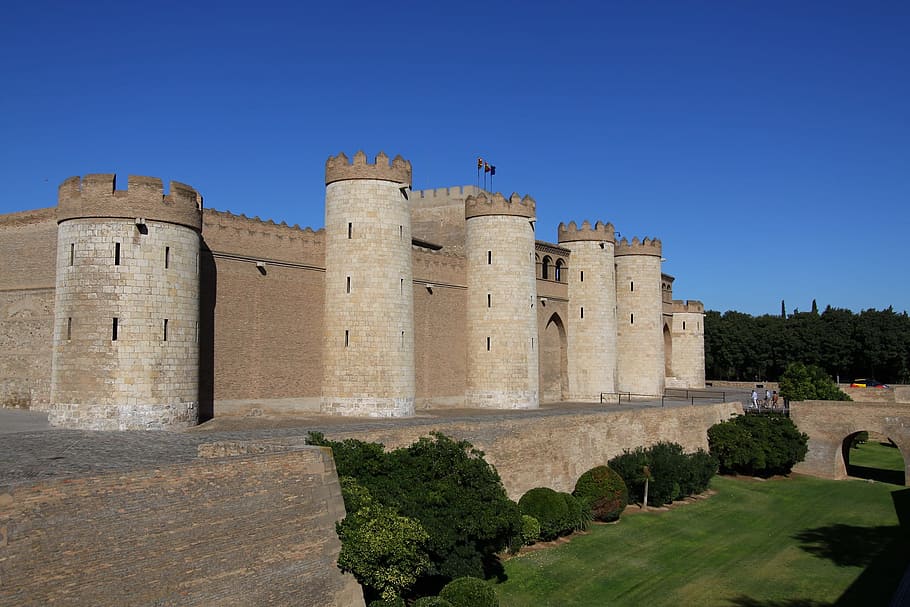 Zaragoza, Spain, Aljaferia, Europe, travel, tourism, fortress, architecture, touristic, outdoors