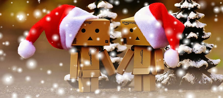 santa claus danby box, Danbo, Christmas, Figure, together, hand in hand, love, togetherness, for two, funny