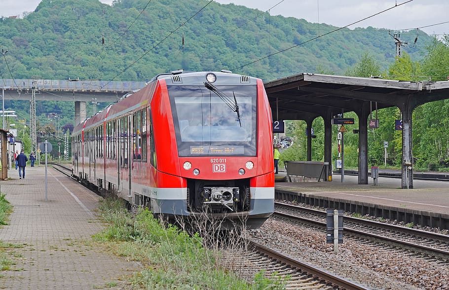 diesel railcar, deutsche bahn, nationwide, railway station, trier-ehrang, transit, train, railway, railway line, transport system