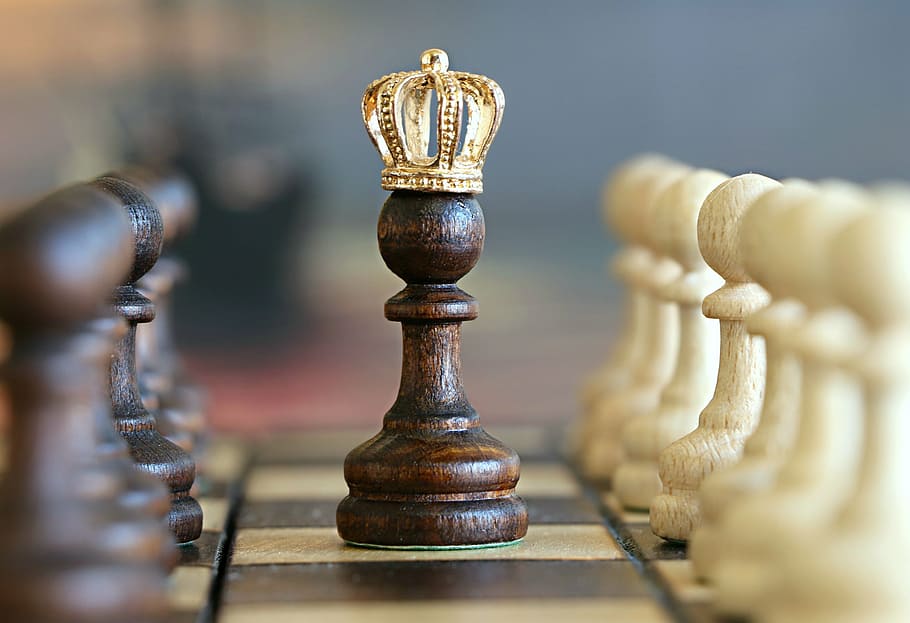 shallow, photography, chess pawn, crown, chess, pawn, king, game, tournament, intelligence