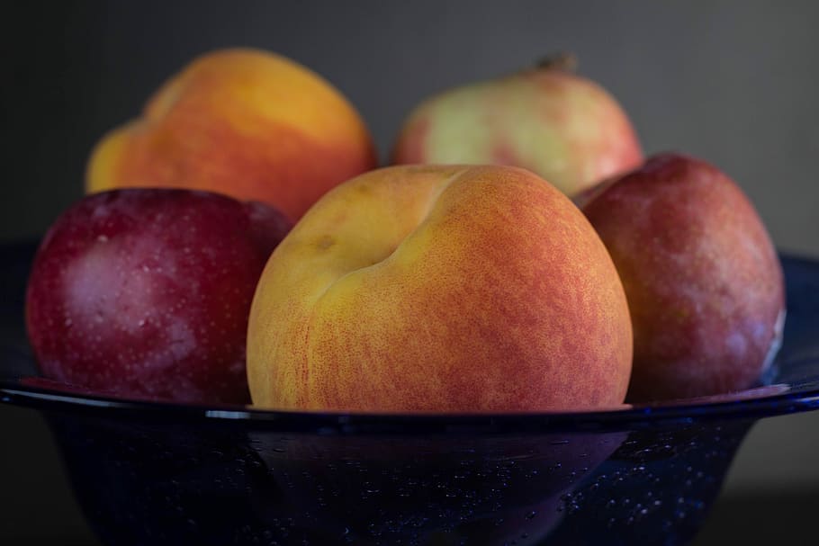 mangkuk peachy, buah, peachy, mangkuk, makanan, kesegaran, matang, merah, Makan sehat, apel - Buah
