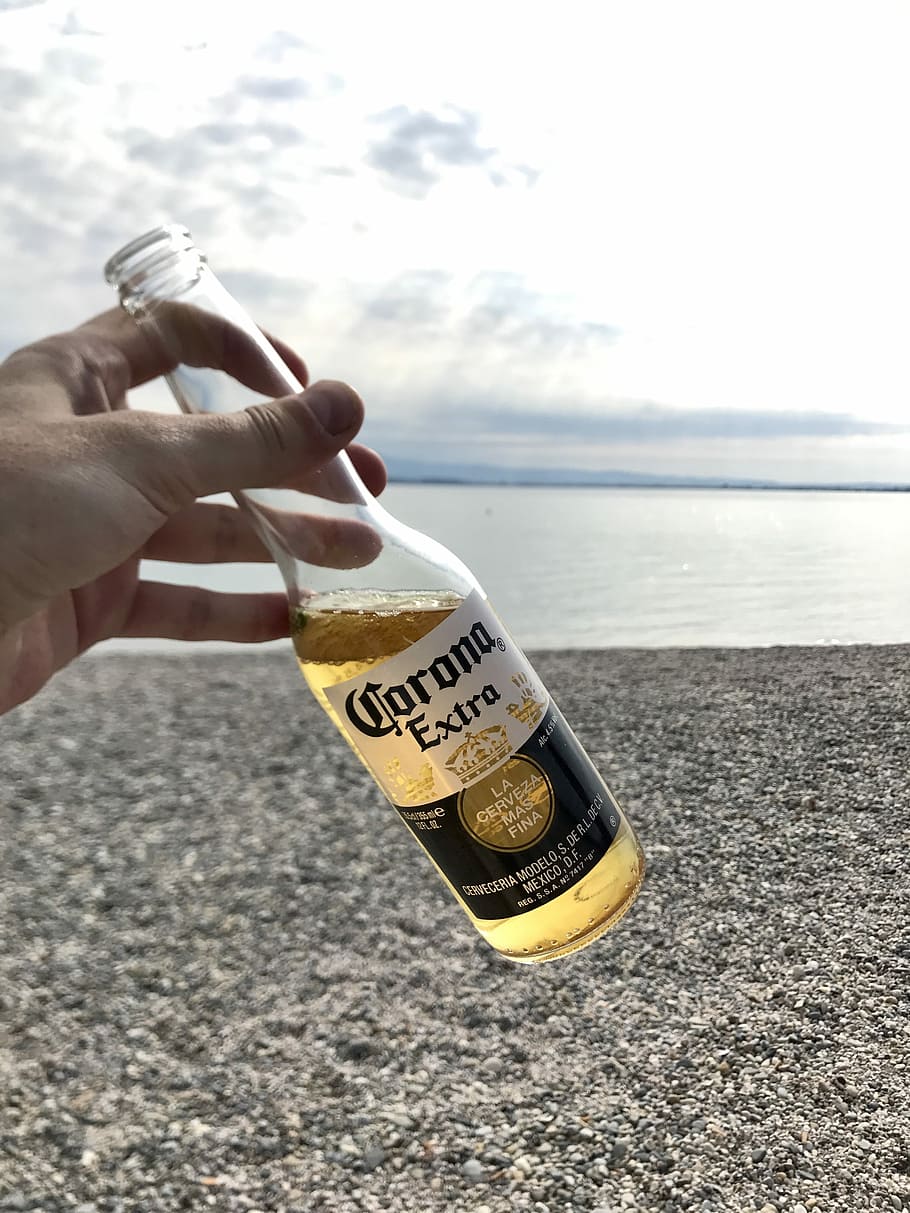 Beer, Corona Extra, Beach, Lake, lago di garda, holidays, desenzano, italy, clouds, sky