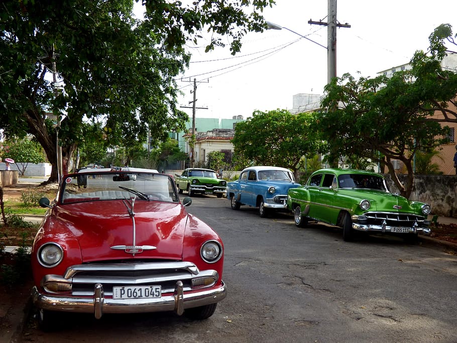 photography, classic, red, aston martin car, Cars, Old, Cuba, Havana, Vintage, transportation