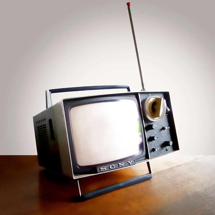 abu-abu, sony crt tv, coklat, permukaan, Sony, Jepang, Vintage, Portable Tv, tv, Televisi