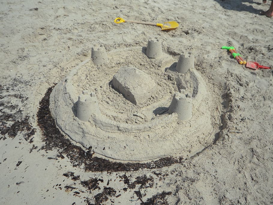 sandburg, beach, sand beach, vacations, children, sea, play, sandalwood, sand toys, sand sculpture