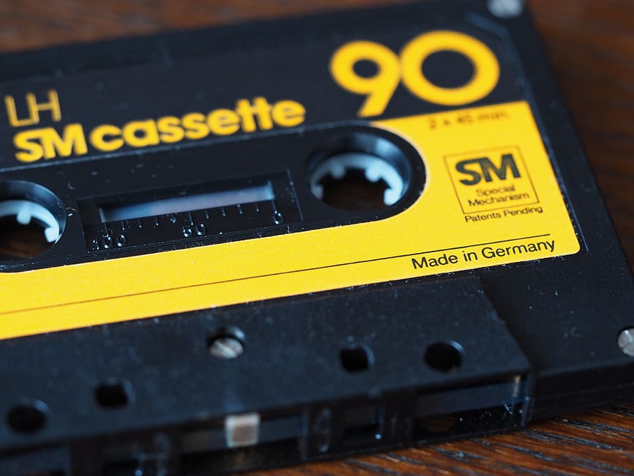 kaset sm 90, dibuat, jerman, casette, compact casette, kaset, analog, tape, musik, retro