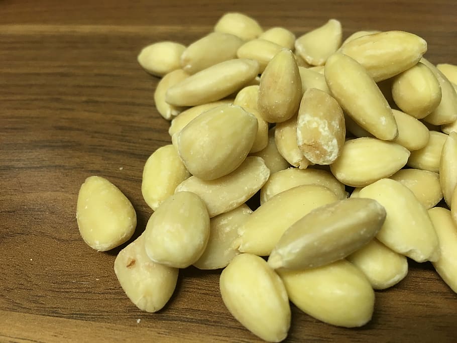 almonds, blanched, blanched almonds, table, nuts, delicious, nibble, food, peeled, unshelled