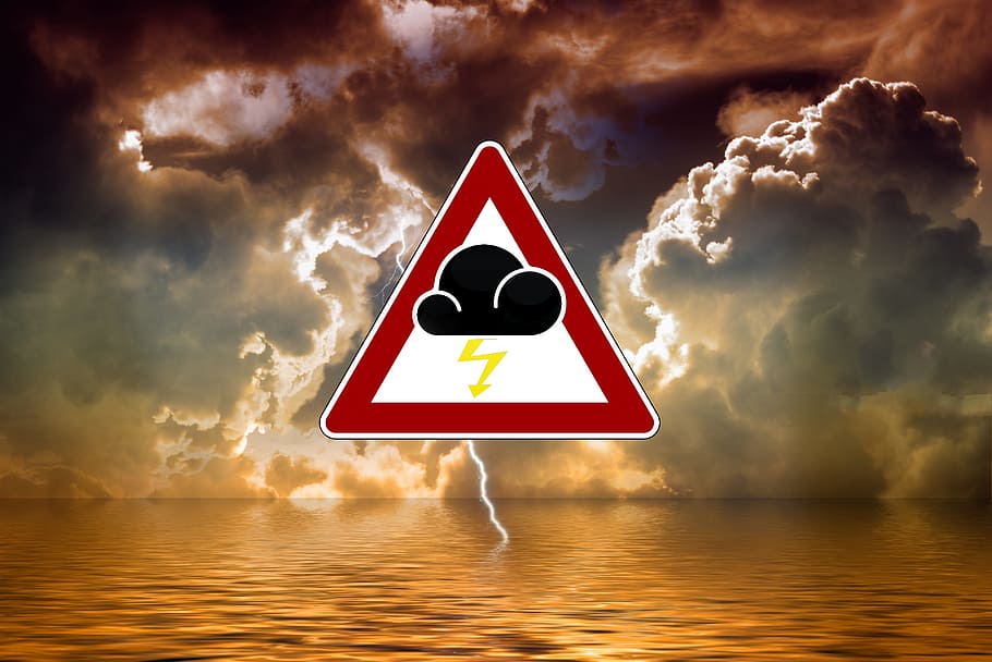 폭풍, 심한 날씨 경고, 경고, 앞으로, 바다, 물, 웨이브, 호수, 플래시, 뇌우