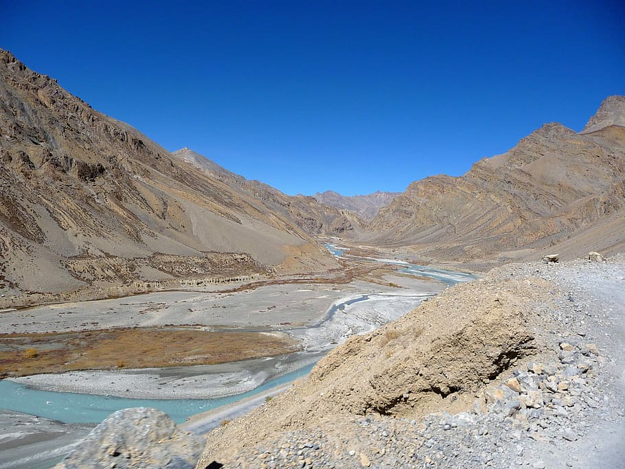 mountain landscape, Mountain, Landscape, Ladakh, India, photos, high, public domain, water, himalayas