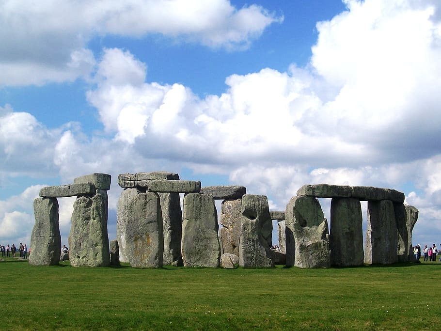 Stonehenge, Monument, Prehistoric, Rocks, history, sky, grass, ancient, day, cloud - sky