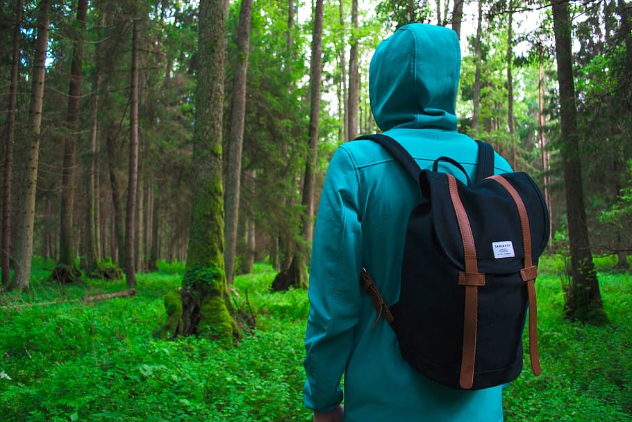 people, man, alone, hiking, outdoor, adventure, bag, backpack, hoodie, jacket