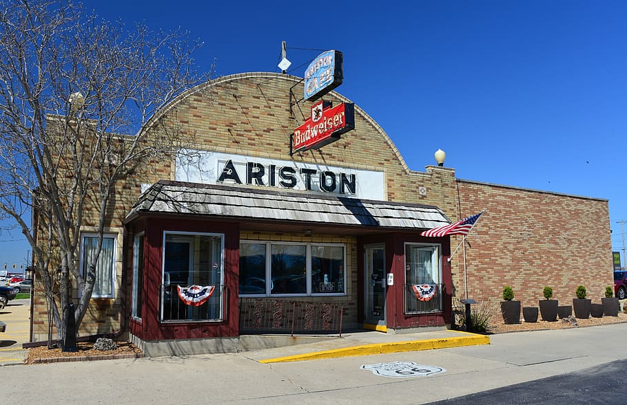 Ariston, Restaurante, Ruta 66, Litchfield, Illinois, viajes, signo, ruta, madre, carretera