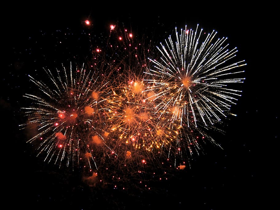 fireworks display, fireworks, pyrotechnics, explode, night, firework display, firework - man made object, celebration, exploding, red