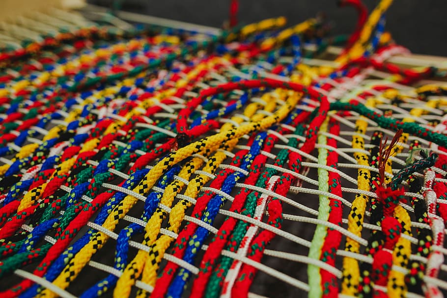 colourful intertwined strings, Colourful, strings, background, thread, cord, plait, weave, textile, lace