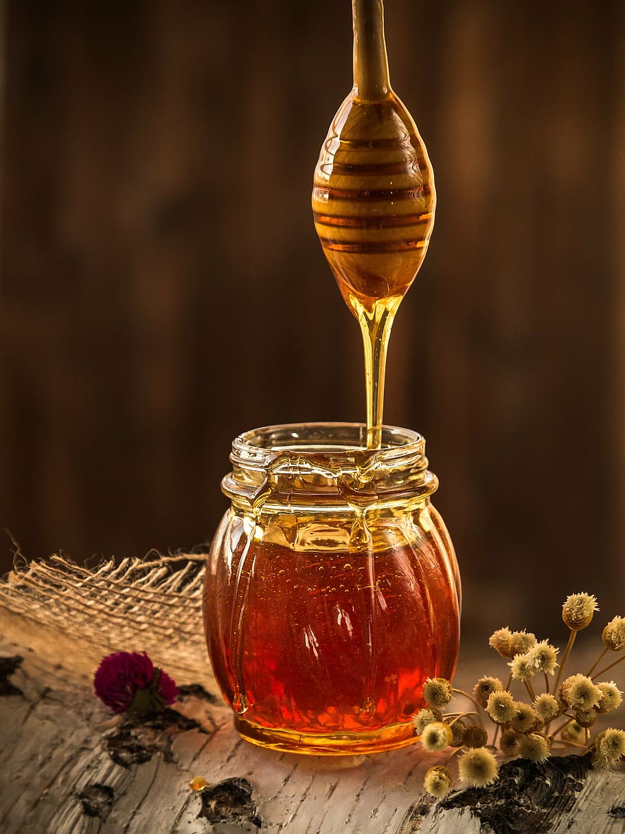 miel marrón, miel, amarillo, apicultor, naturaleza, polen, flor, apicultura, colmenar, primer plano