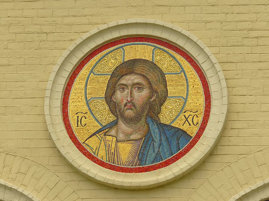 mosaic, jesus christ, church, orthodox, vera, religion, architecture, golden, art, holy trinity ioninsky monastery