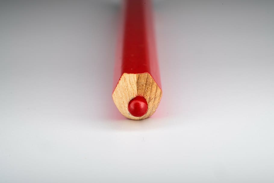 pencil, macro, red, artist, to draw, art, create, studio shot, single object, indoors