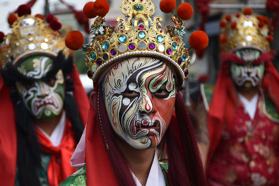 dekorasi, seni, kostum, tradisional, budaya, agama, parade, agama budha, taiwan, taichung