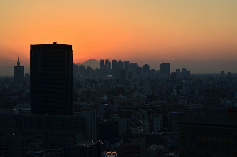 building, japan, tokyo, sunset, cityscape, building exterior, city, architecture, built structure, sky