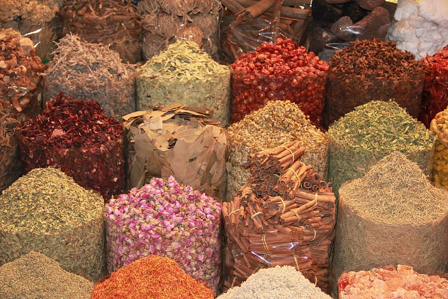 dubai, souk, spices, mark, market, arabian, exotic, choice, retail, variation