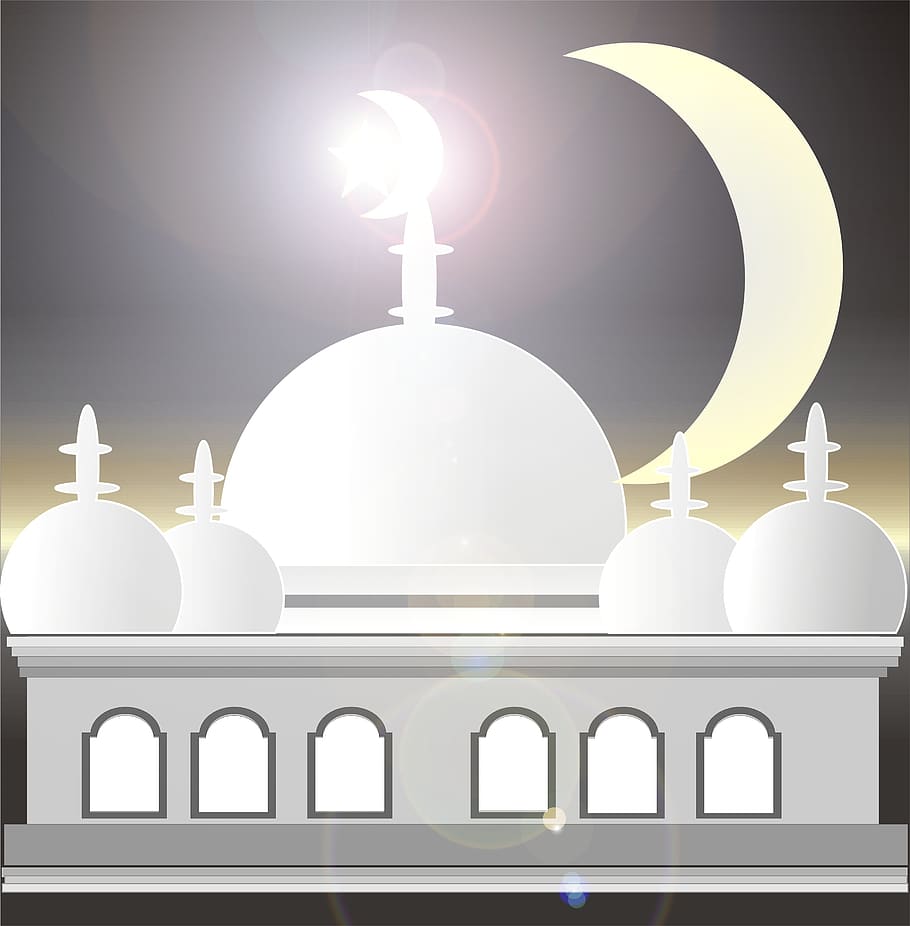 masjid, ramadhan, puasa, indonesia, islam, tempat ibadah, gambar, vektor, kubah, tidak ada orang