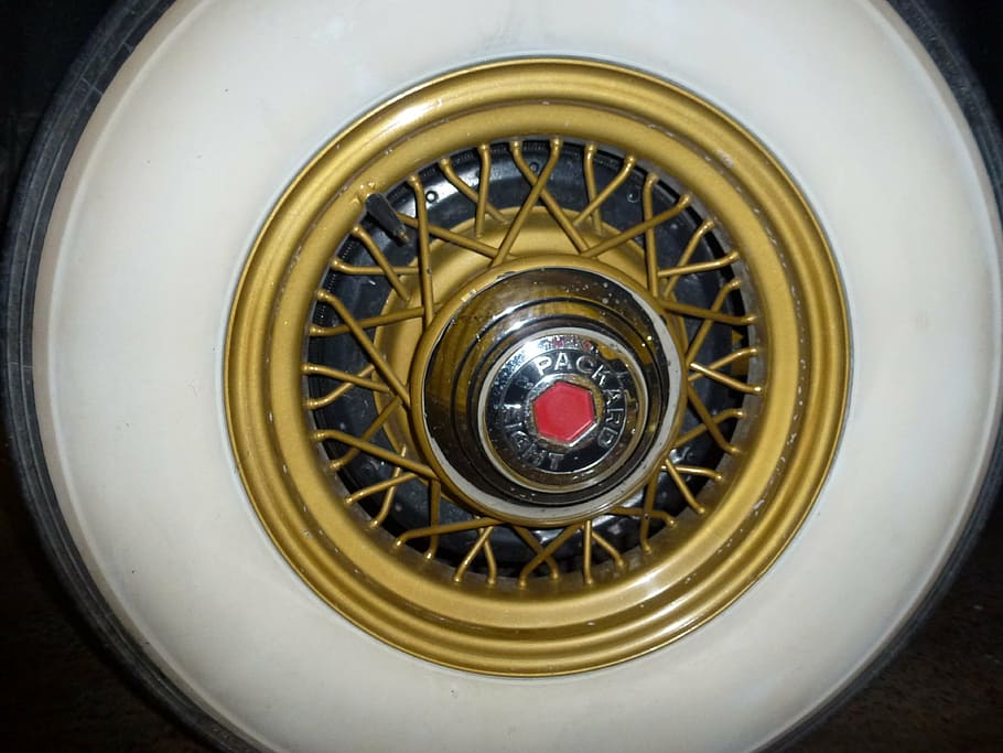 Packard, roda, dinding putih, ban, pelek kawat, antik, vintage, mobil, rute 66, logam