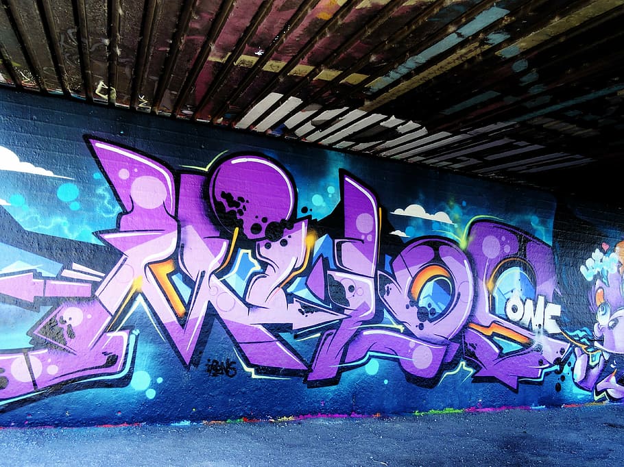 graffiti, purple, blue, creativity, wall, art, drawing, facade, streets of art, street art
