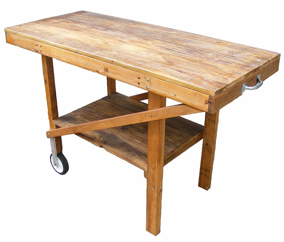 Cart, Wooden, Table, Garden, wooden, table, wood, barbecue, outdoors, wood - material, cut out