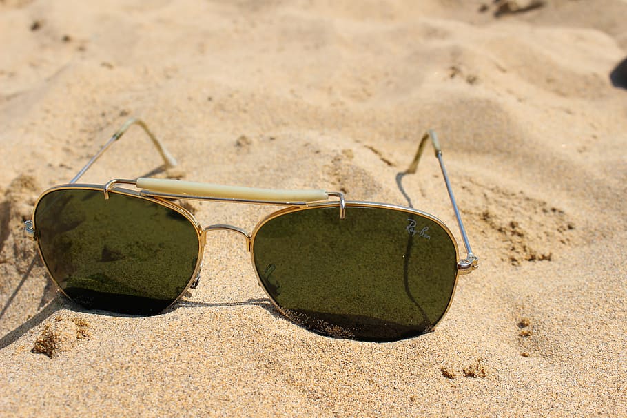 praia, óculos, óculos de sol, areia, verão, sol, lazer, recuperação, férias, único objeto
