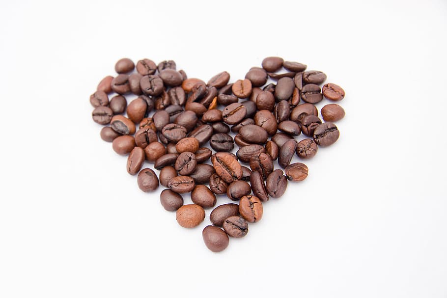 granos de café en forma de corazón, salud, alimentos, sabroso, nutrición, deliciosa, comida sana, desayuno, uso, útil