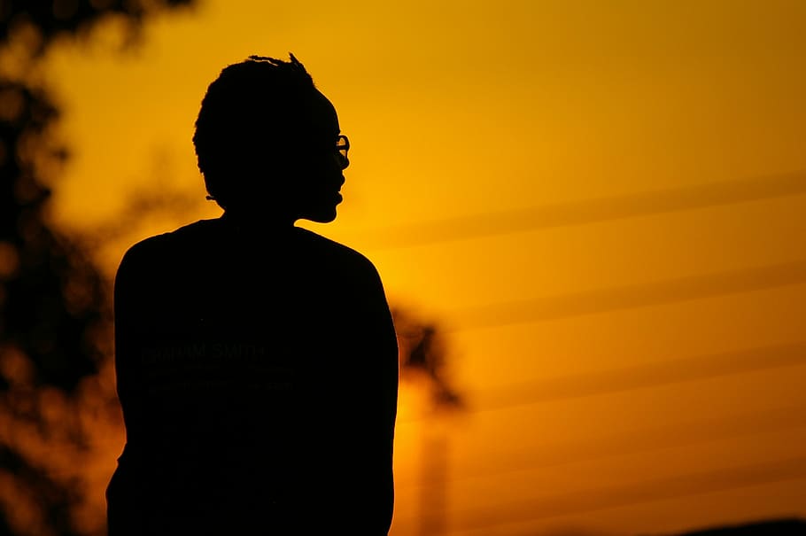 silhouette photo, person, africa, sunsets, landscape, safari, travel, nature, sun, orange