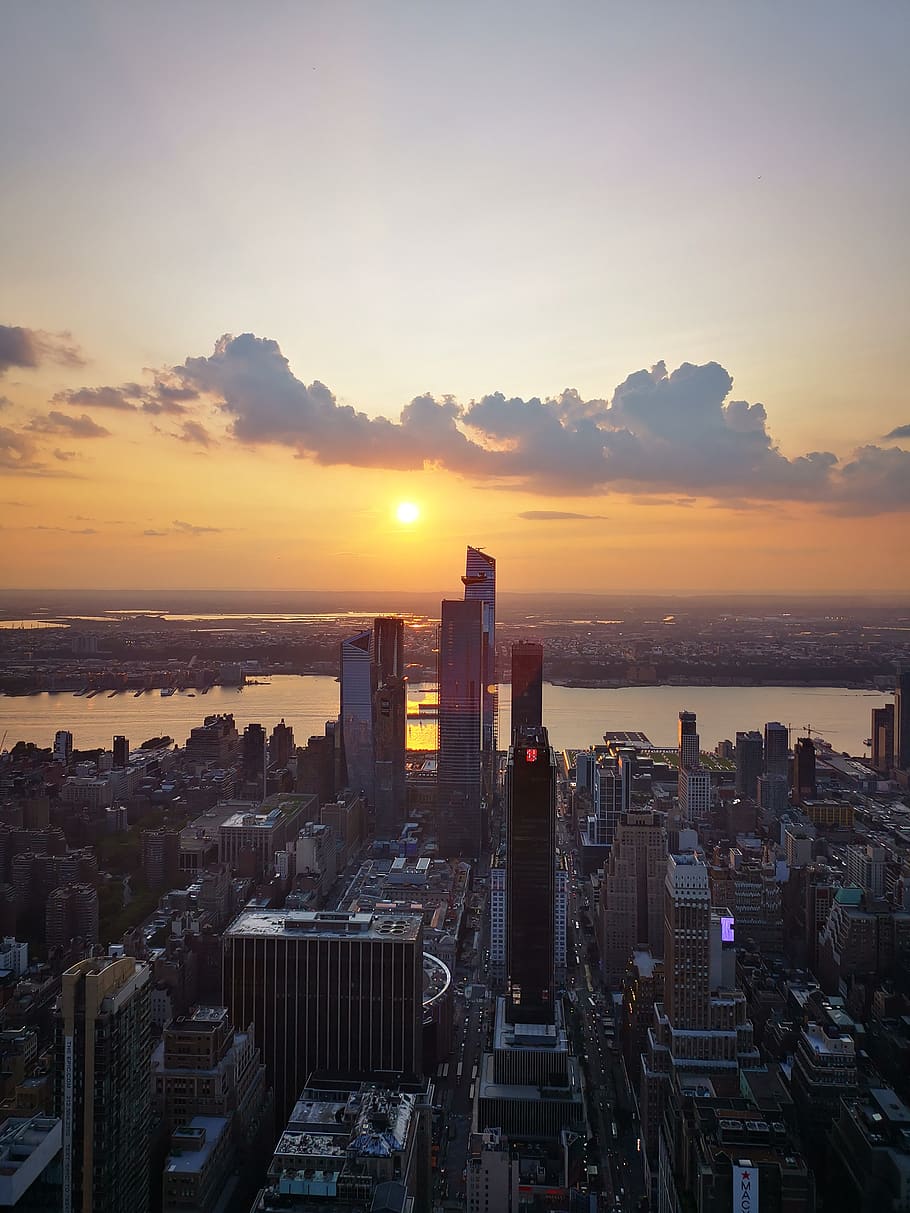 sunset, the empire state building, new york, america, skyscraper ...