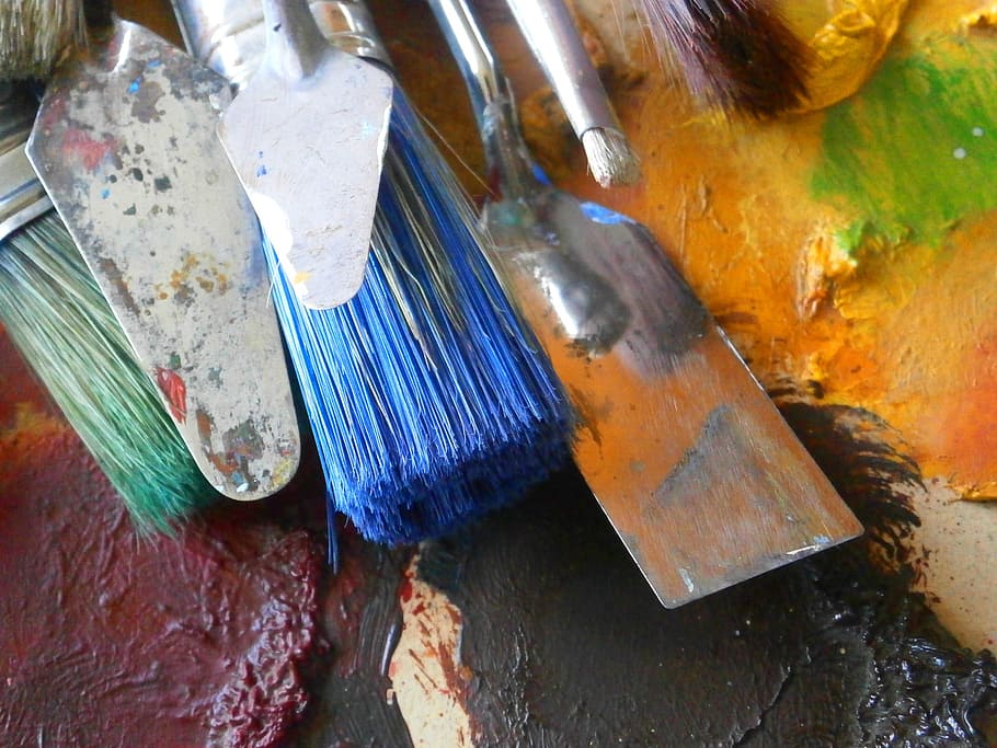 blue paint brush, painter, brushes, paintbrushes, artistic brushes, art brushes, art, palette, brush, paintbrush