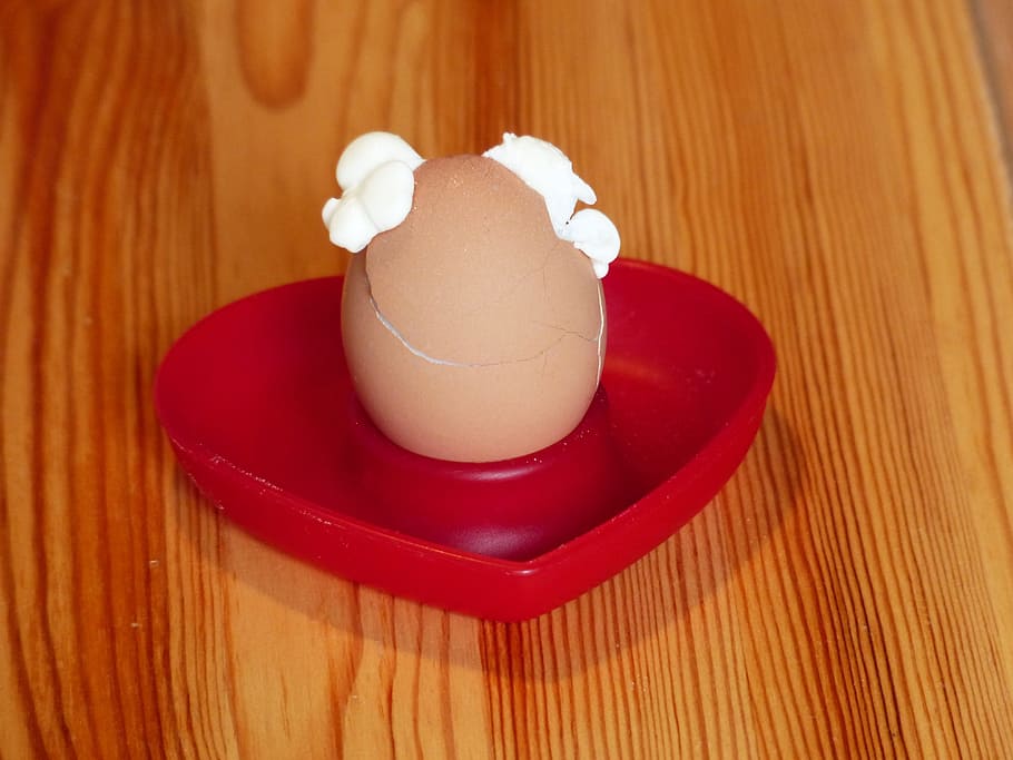 egg, burst, boiled egg, breakfast egg, protein, egg cups, red, ears, crack, shell