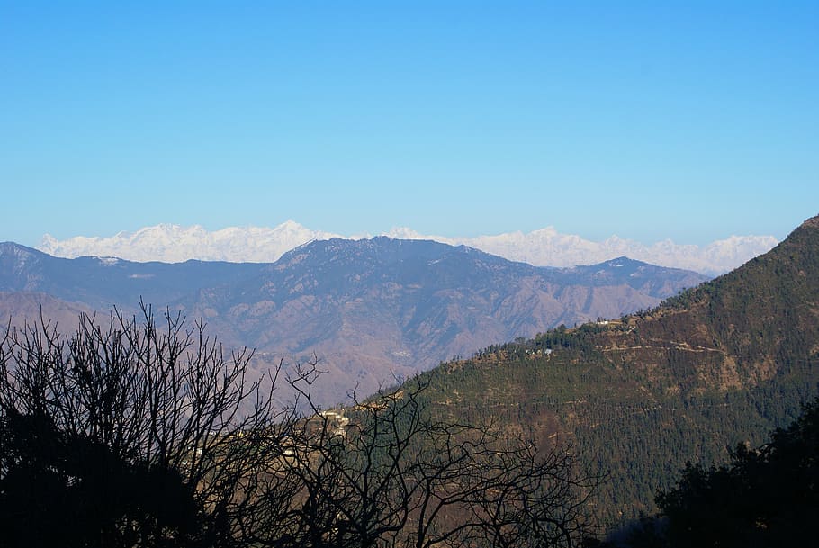 Latar Belakang, alam, tempat, bukit, langit, biru, pemandangan, mussoorie, uttarakhand, India