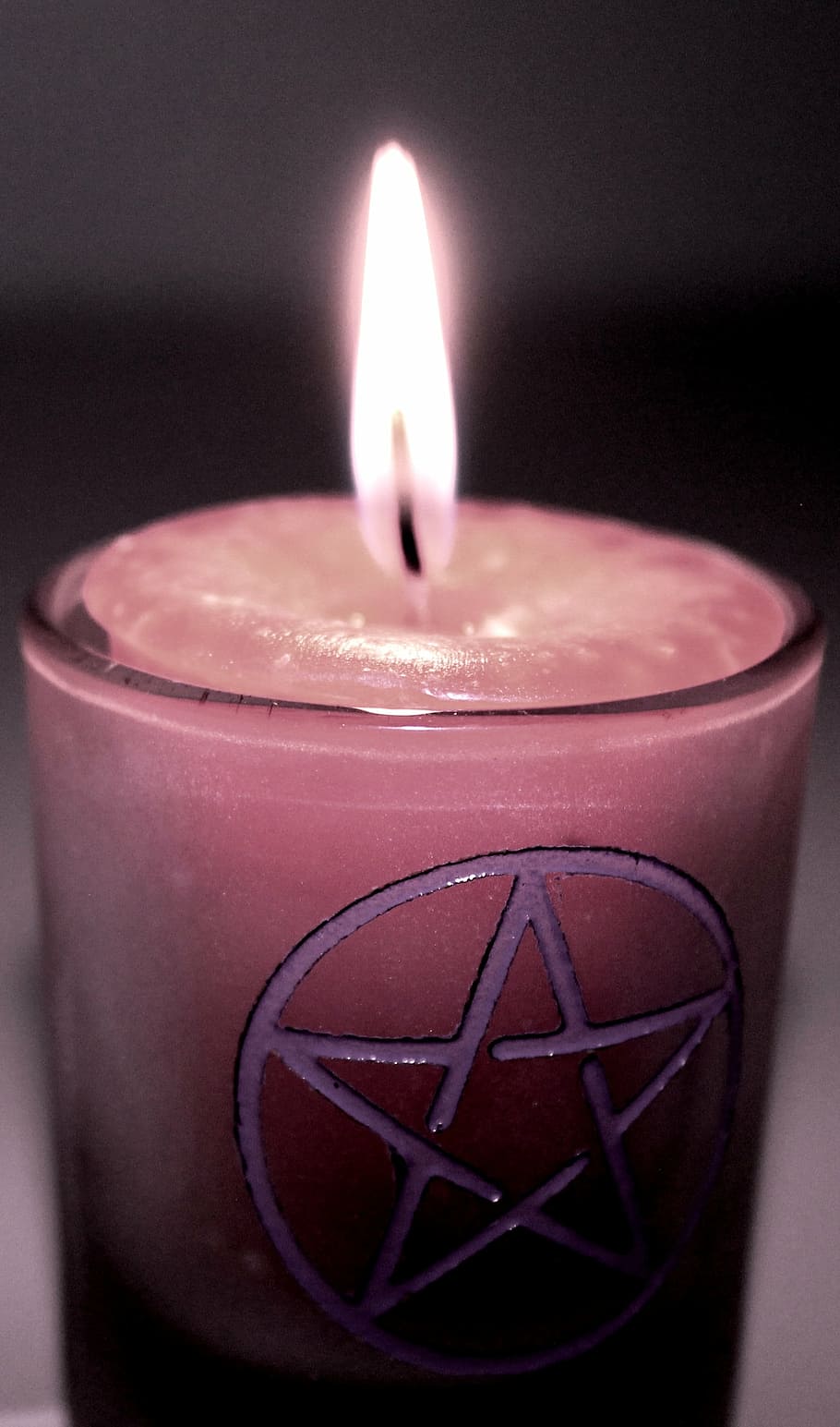 closeup, lighted, pink, votive, candle, candle magic, candle magick, wicca, pagan, flame