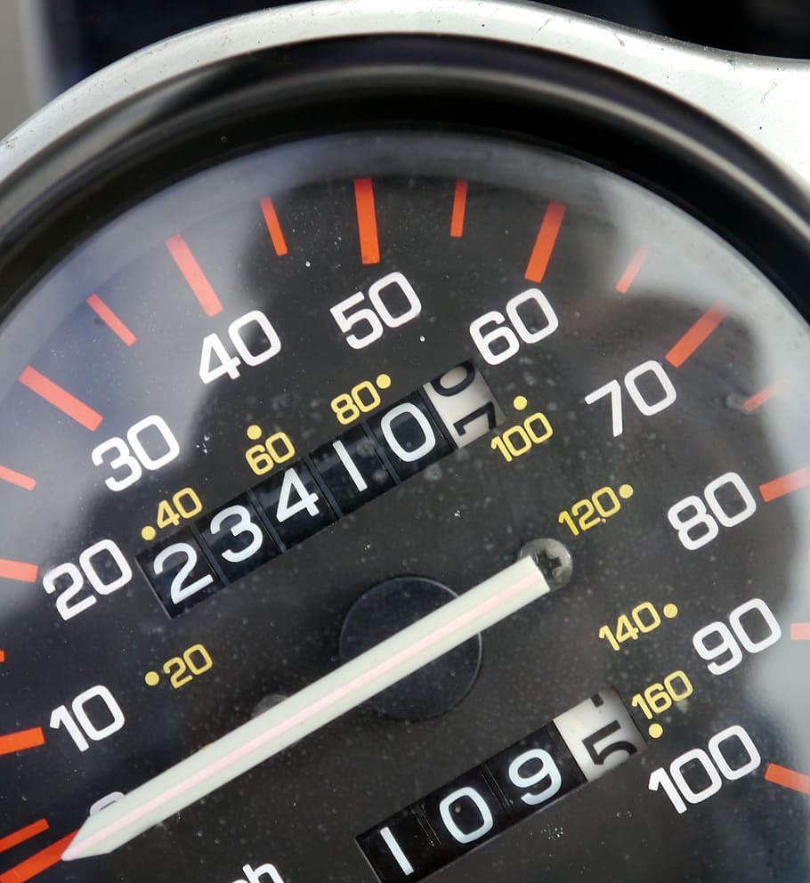 negro, velocímetro, mostrando, calibre 234107, kilometraje, velocidad, automóvil, tablero de instrumentos, vehículo, rápido