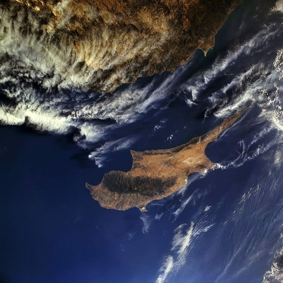 Imagen de satélite, Chipre, fotos, geografía, dominio público, topografía, naturaleza, mar, paisajes, azul