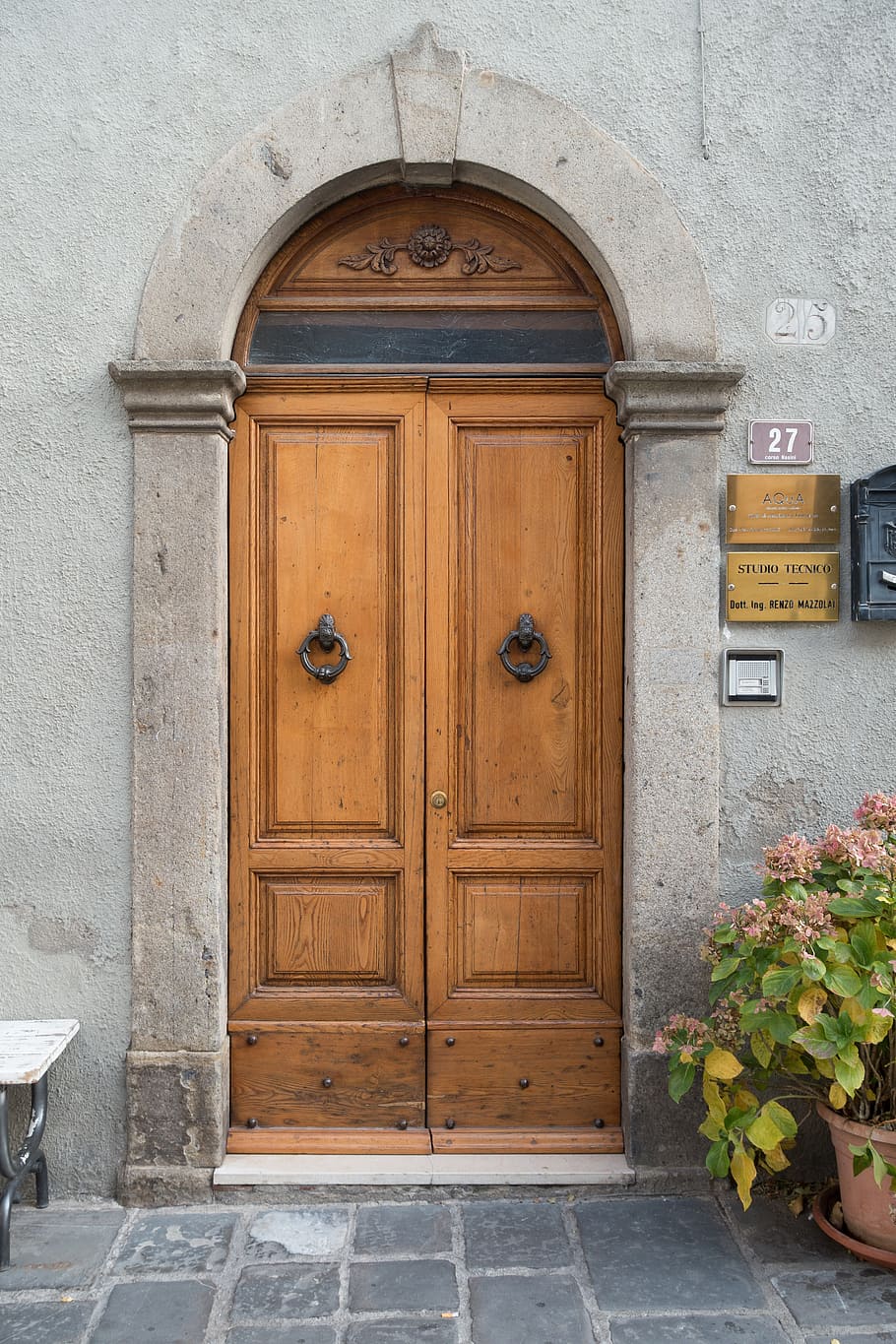 brown wooden door, door, input, wood, house entrance, front door, input range, gate, portal, wrought iron