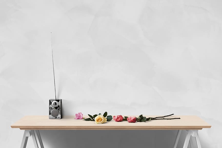 rose, flowers, table, poster, wall, mockup, interior, 3d, rendering, decor