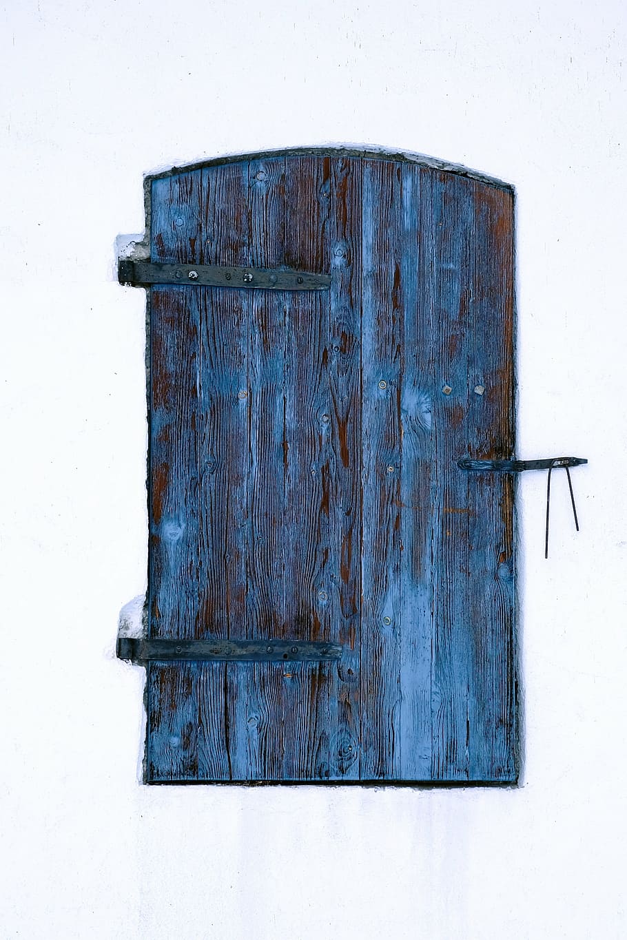 blue wooden door, door, white, blue, wall, lock, wood, paint, art, aesthetic