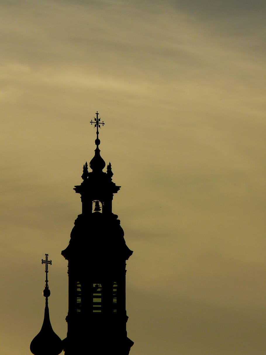 tower, church, architecture, poland, warsaw, the seriousness of, religion, sky, built structure, silhouette