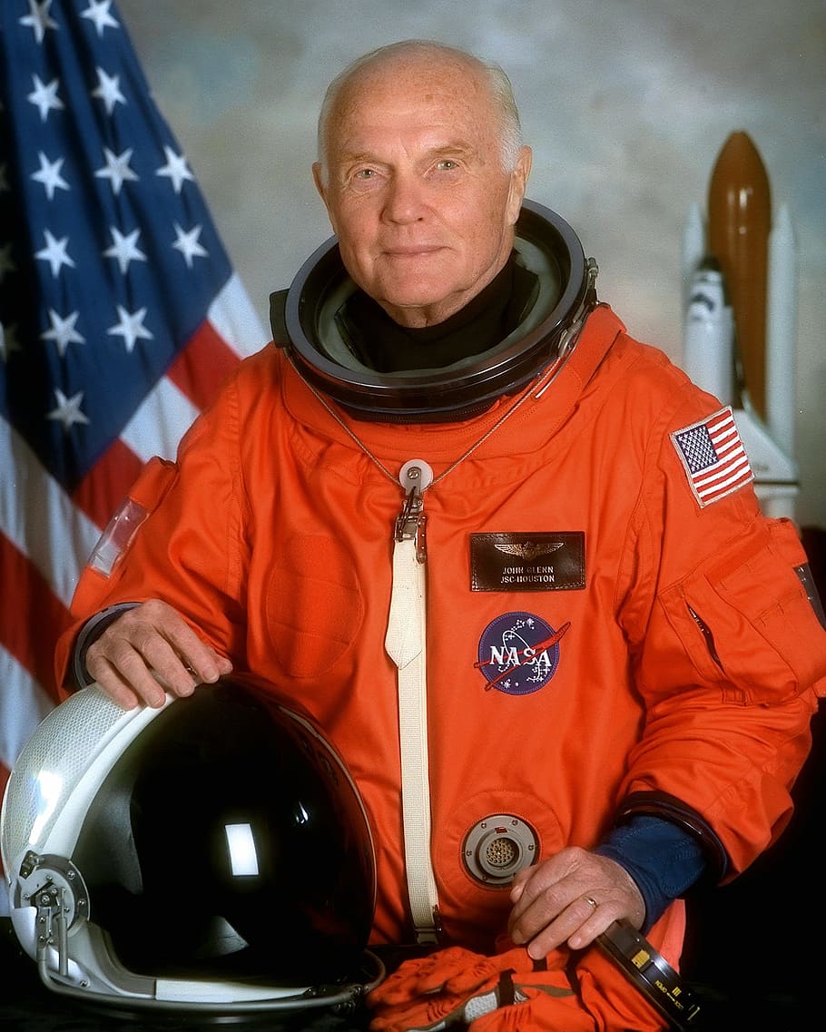 사진, NASA 우주 비행사, John Herschel glenn jr, 1921 년 7 월 18 일, 2016 년 12 월 8 일, 미국 사람, 비행가, 엔지니어, 우주 비행사, 미국 상원 의원