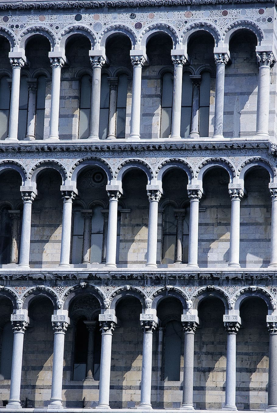 pisa, leaning tower, columnar, italy, tuscany, architecture, building, carrara marble, facade, scan kb dia