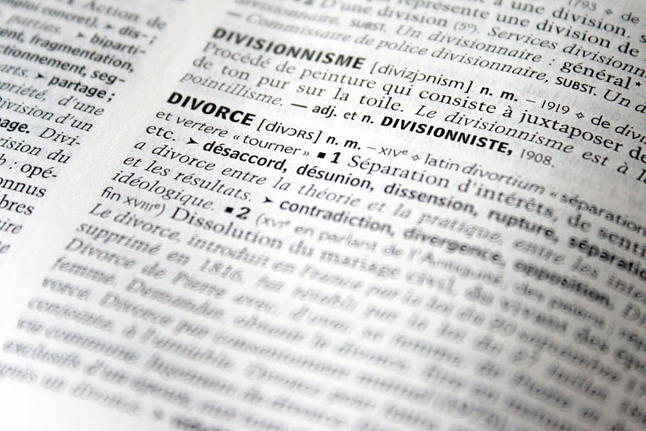 página del libro blanco, divorcio, justicia, diccionario, derecho, legal, separación, descanso, definición, desacuerdo