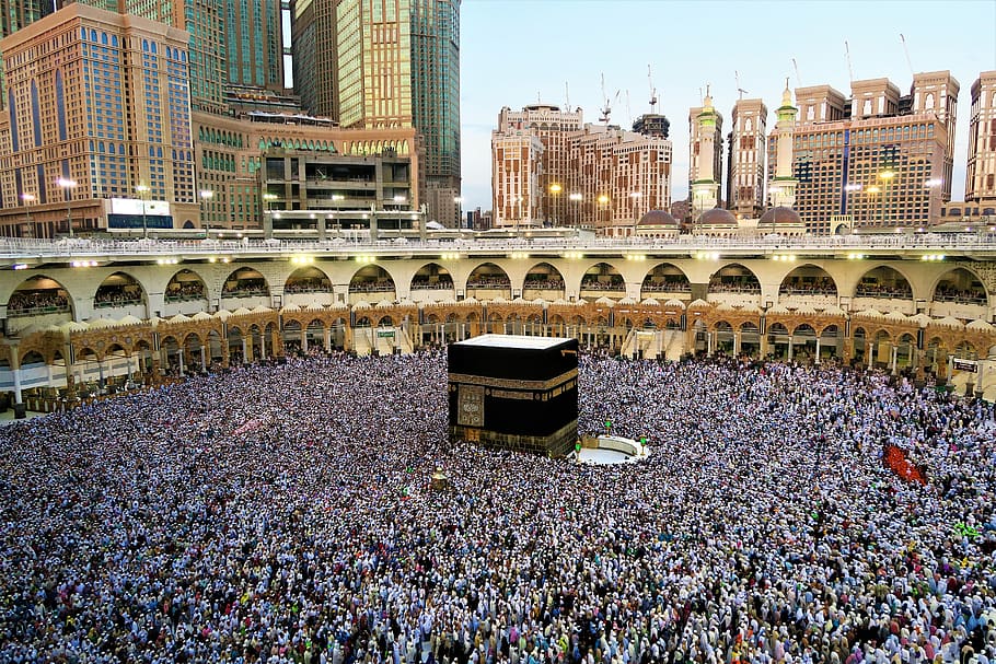 kaaba, the pilgrim's guide, mecca, islam, religion, travel, city, the crowd, architecture, qibla